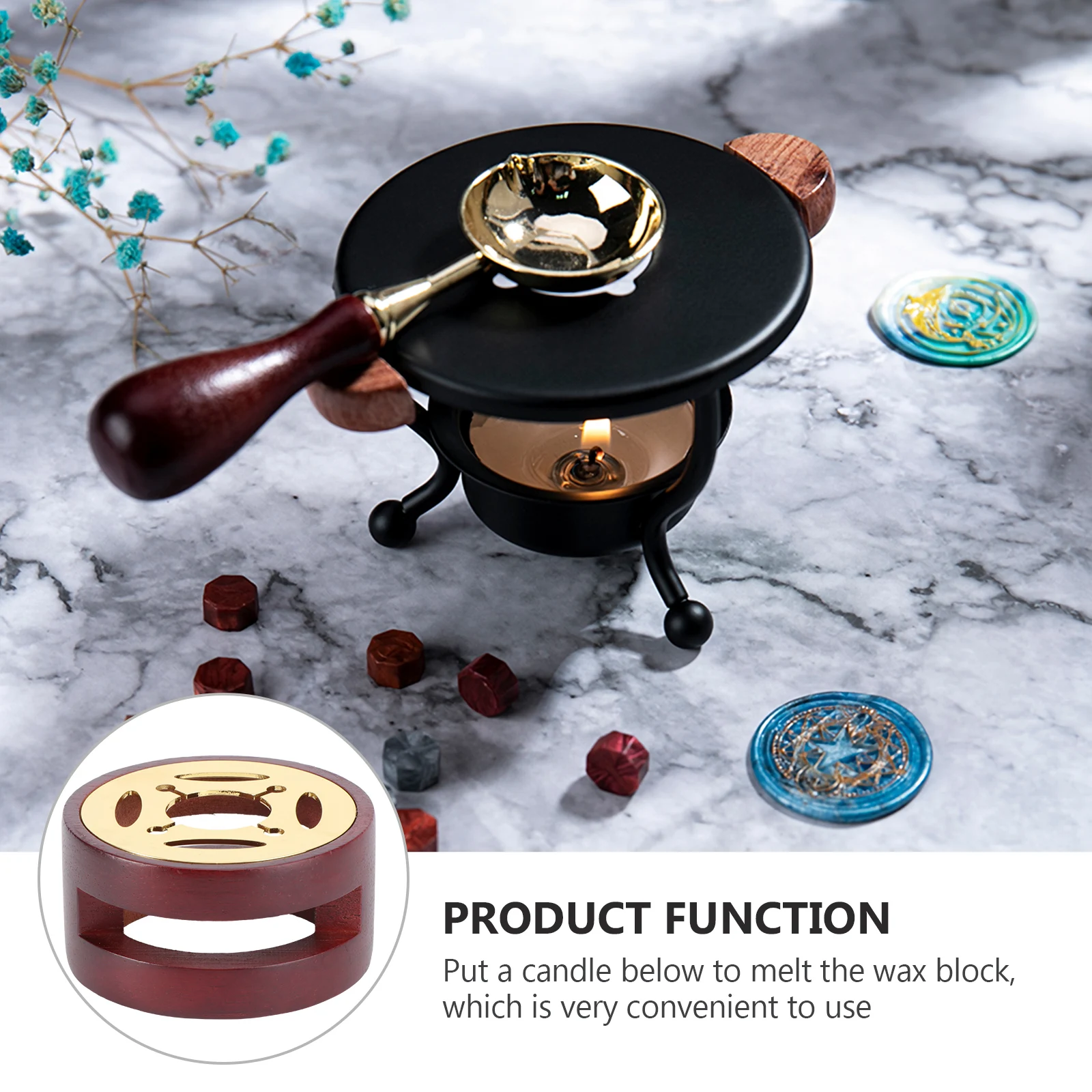 

Wood Melting Stove Fire Wax Furnace Portable Lacquer Heater For Sealing Stamps Crafts Diy Invitations Brown Hollow Design Wax