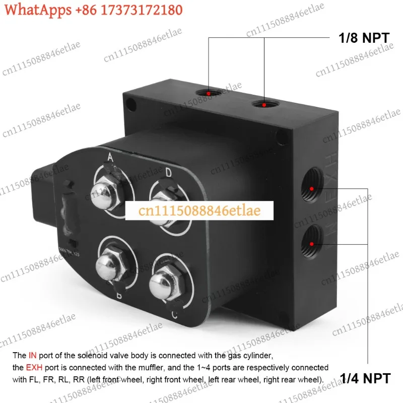 0-200psi 12V Solenoid Valve Air Ride Suspension Manifold Valve Pneumatic Shock Absorber Fast Control fbss For Auto/Motorcycle