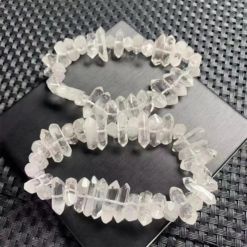 Natural White Garden Quartz Double Point Quartz Bangle Healing Energy Chakra Meditation Beads For Women Men Lucky Jewelry 1PCS