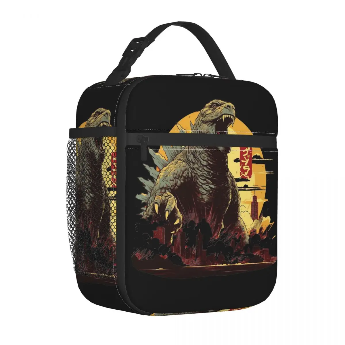 Godzillaed borsa per il pranzo isolata contenitore termico per il pranzo Tote portatile Lunch Box Food Bag College Outdoor