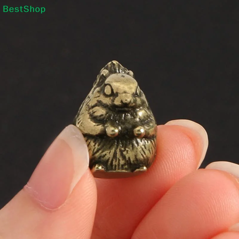 Little Squirrel Miniatures Figurines Brass Squirrel Statue Desktop Ornaments Vintage Home Decor Crafts