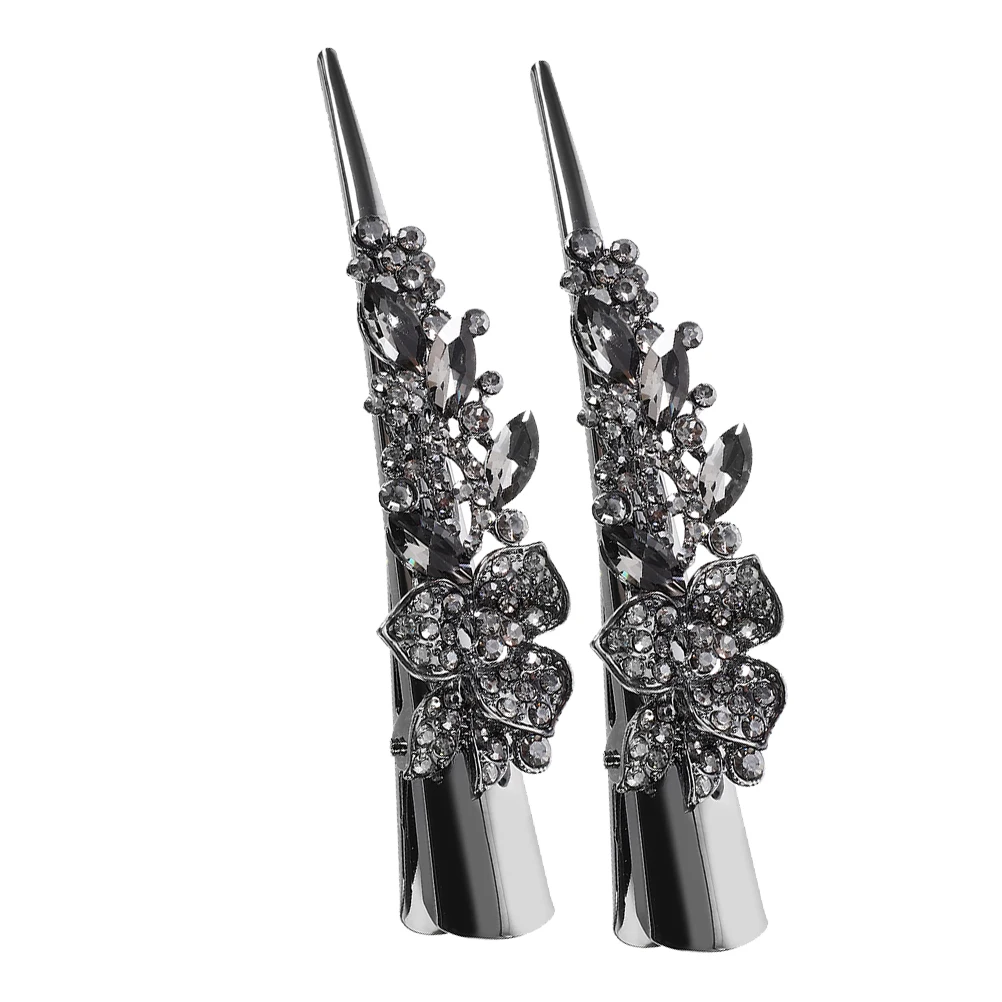 

2pcs Vintage Flower Hairpin Elegant Metal Clips for Styling Large Barrettes Women Thick Hair Accessories Sparkly Rhinestone