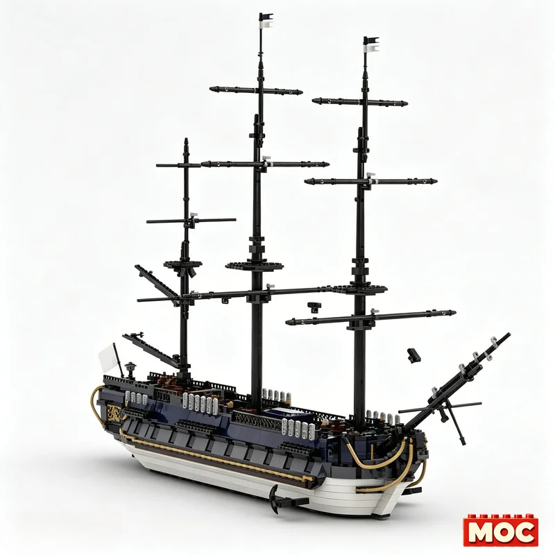 2845Pcs La Grenouille Pirate Warship Custom Building Blocks Sailing Ship Model Educational Assembly Toy Collectors Festival Gift
