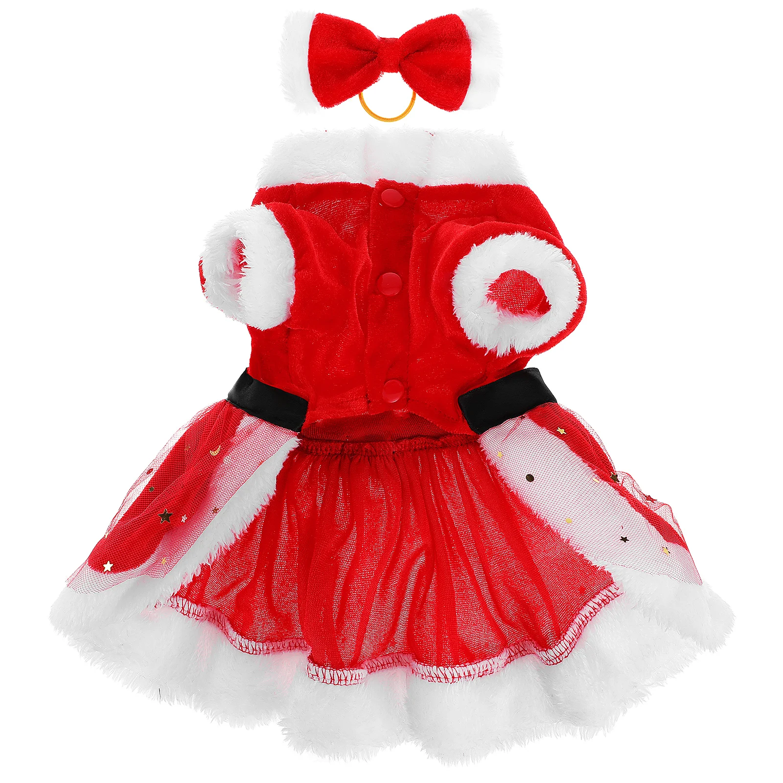 

Christmas Pet Clothes Dog Santa Claus Costume Hat Xmas Velvet Dress For Dogs Puppy Warm Soft Winter Festive Apparel