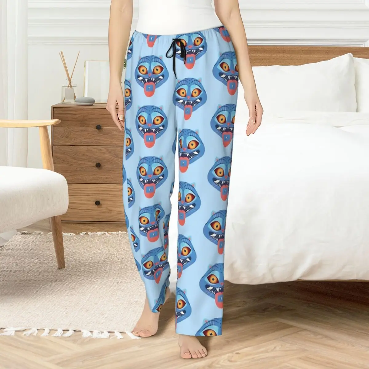 

Pajamas For Woman Blue Derpy Tiger KPop Demon Hunters Room Pajama Pants Breathable Sleepwear Bottoms Vintage Home Trousers