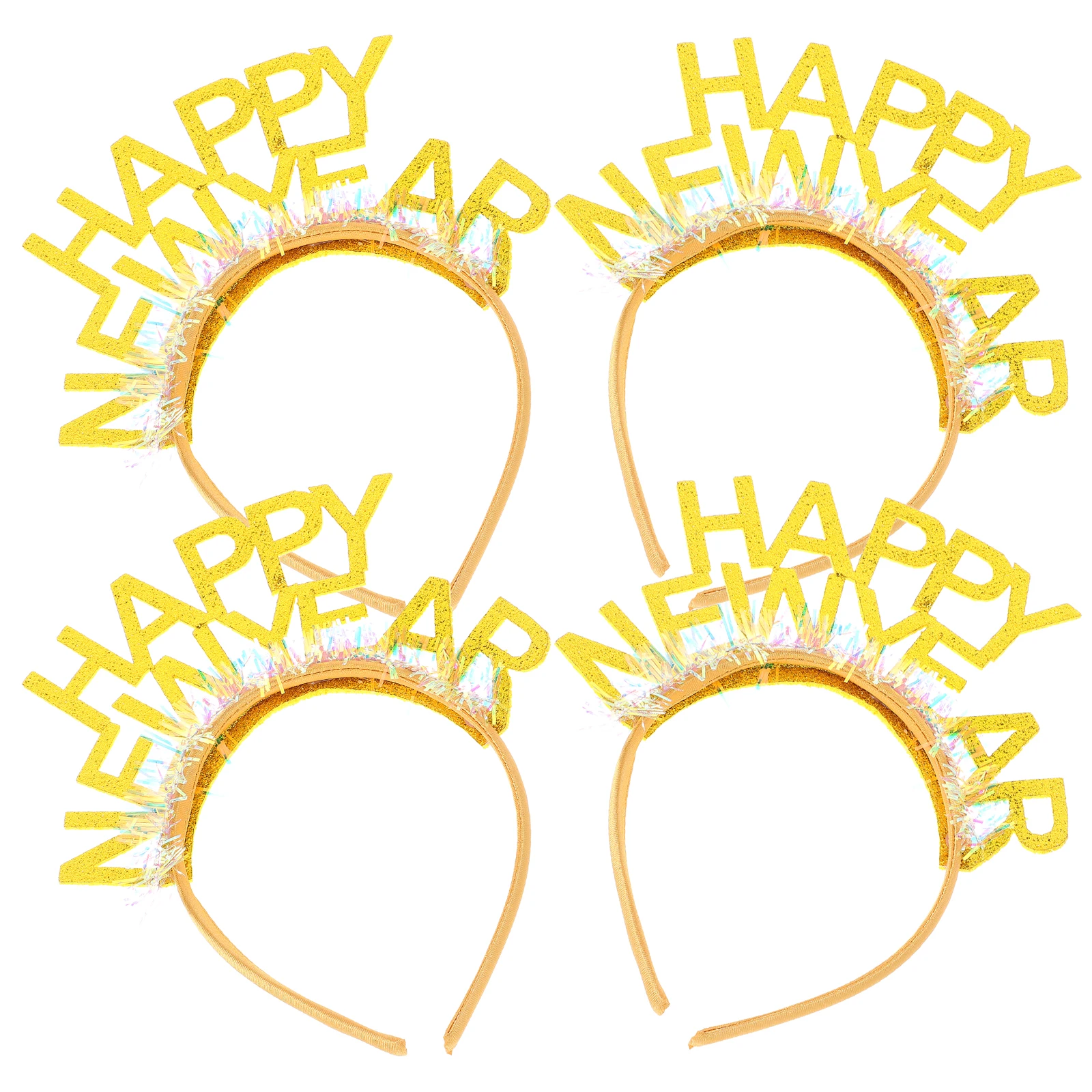 

4 pcs Glitter Happy New Year Headband Women Girls Party Hair Accessories Felt Decorative Sturdy Bright Color Festive