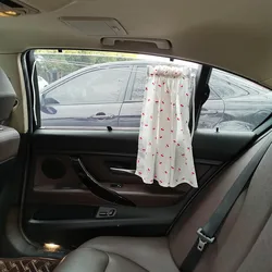 Suction Cup Sliding Curtain Cute Cotton Baby Car Window Sunshade Cover UV Protection Suction Cup Cloth Curtain for Kids Toddler