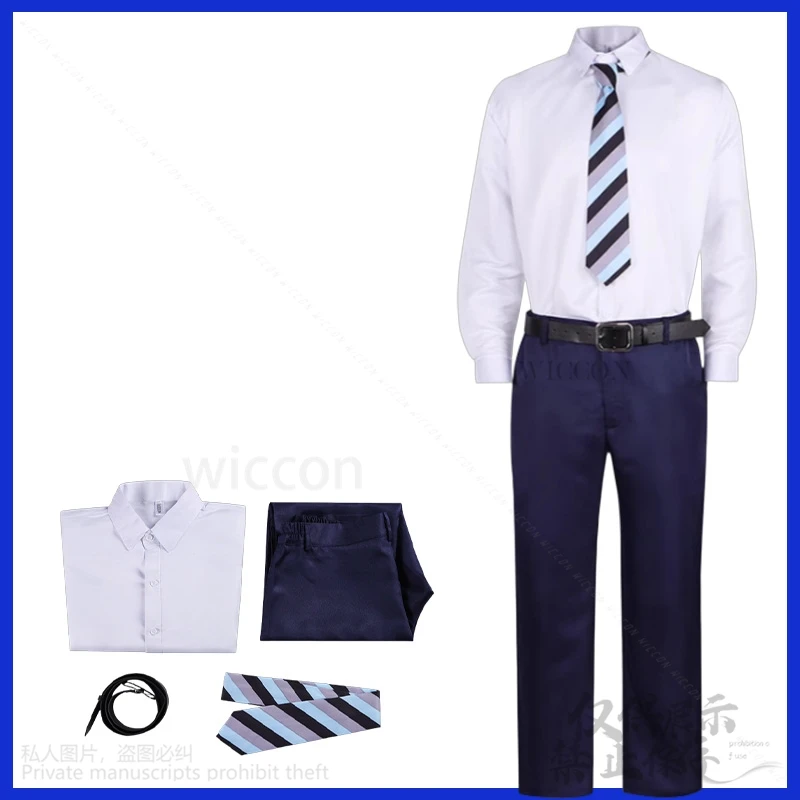 Set Lengkap Cosplay Ryo Sobue - Kemeja Putih, Dasi, Celana Hitam & Wig |   Seragam Roleplay Kawaii |   Dapat disesuaikan