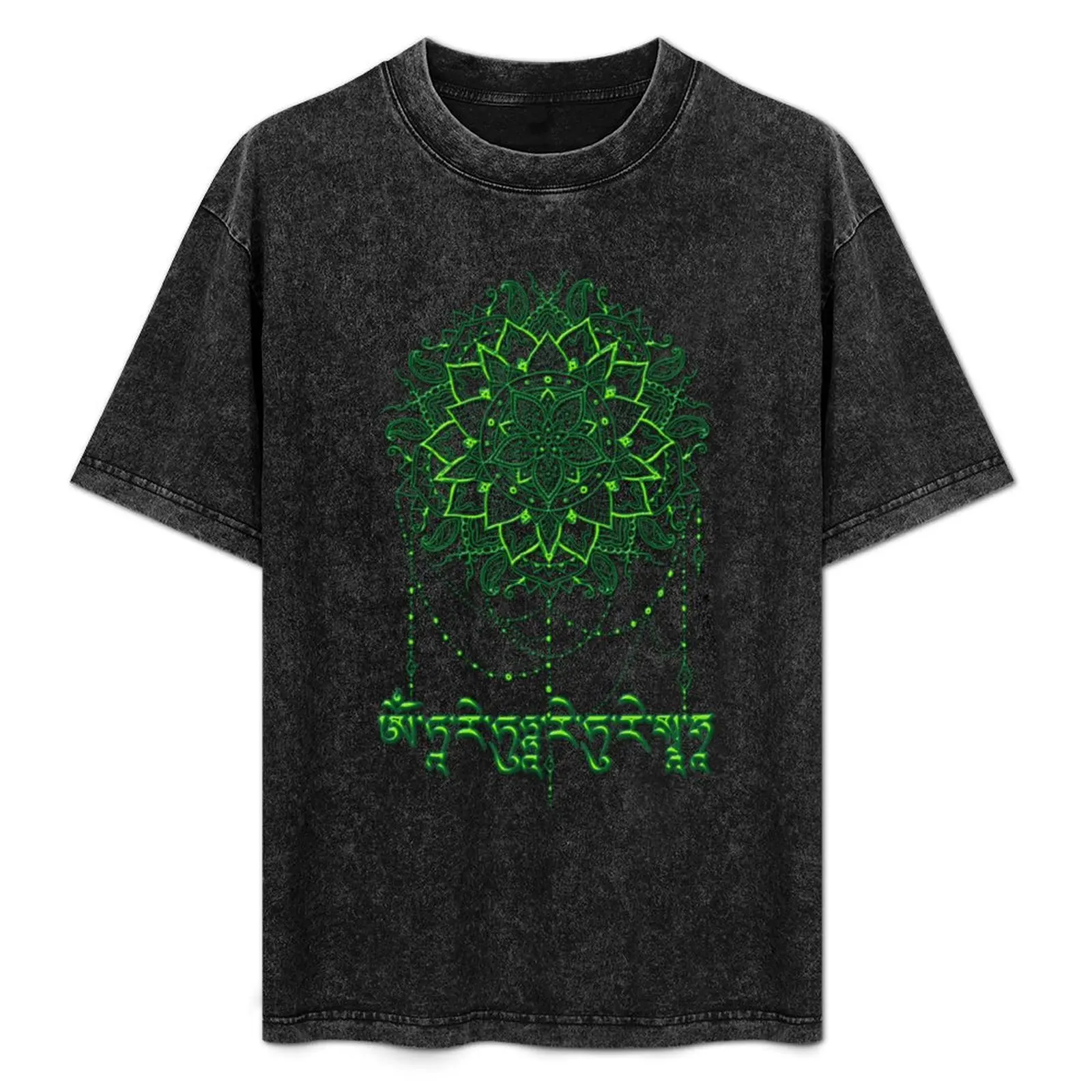 Mantra of the Green Tara with Mandala T-Shirt anime stuff quick-drying vintage t shirt men