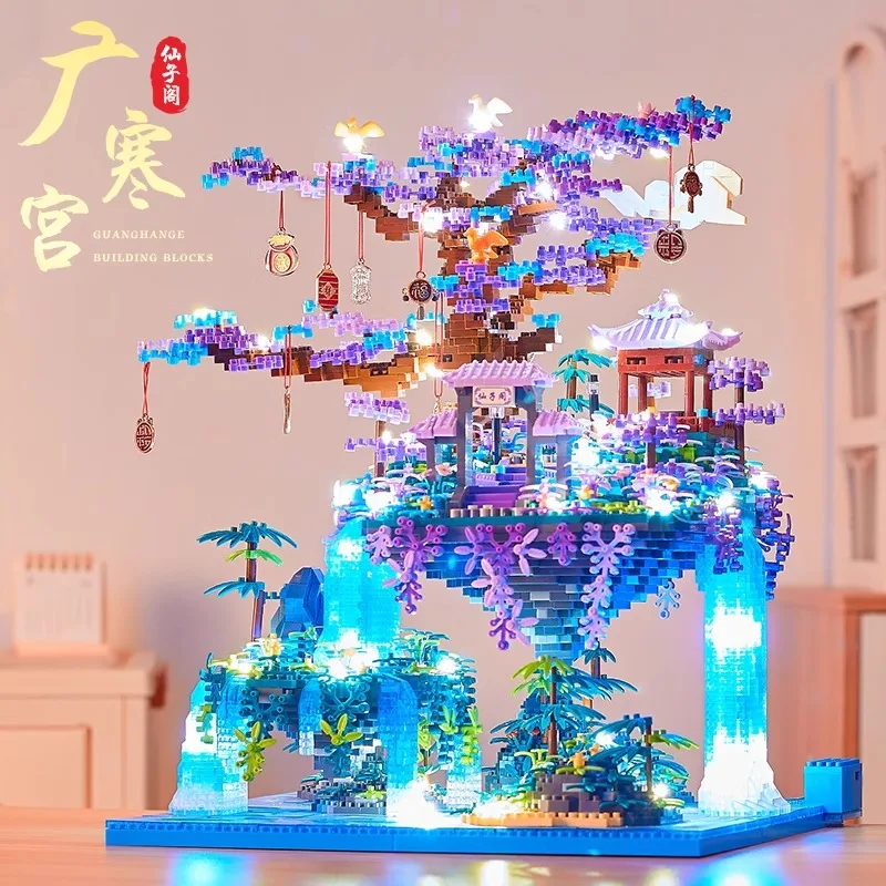 2436Pcs Chinese style manual DIY assembly compatible Taohuatan construction micro-particles difficult construction ornaments