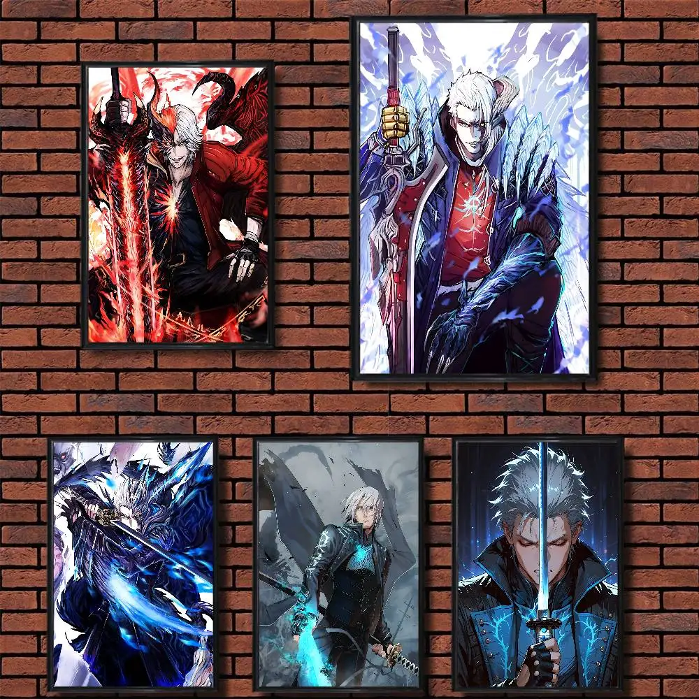 

game Cry Dante Vergil Nero Devil May Poster HD Art Sticky Wall Waterproof Home Living Room Bedroom Bar Aesthetic Decoration