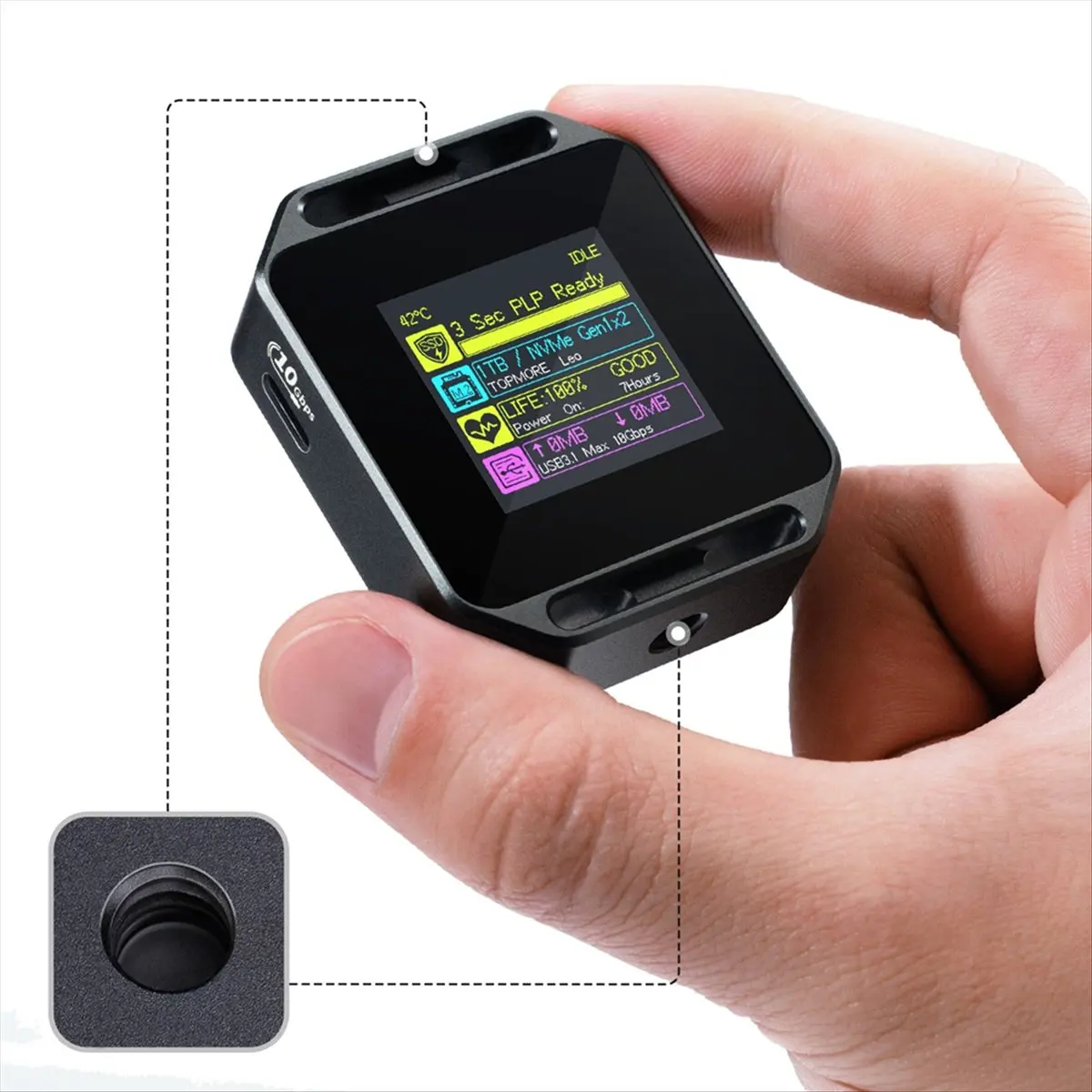 CH◆☆§Pocket 2230 M.2 NVMe SSD Enclosure with 1/4inch Screw Holes LCD Display USB Type-C 3.2 Gen2 10Gbps Photography Edition B~HO