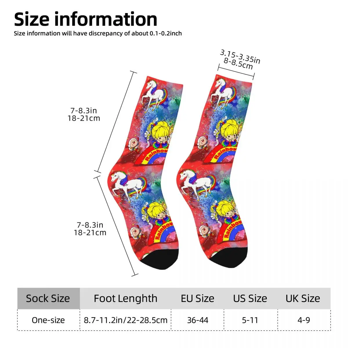 Rainbow Brite Socks Travel 3D Print Boy Girls Mid-calf Sock