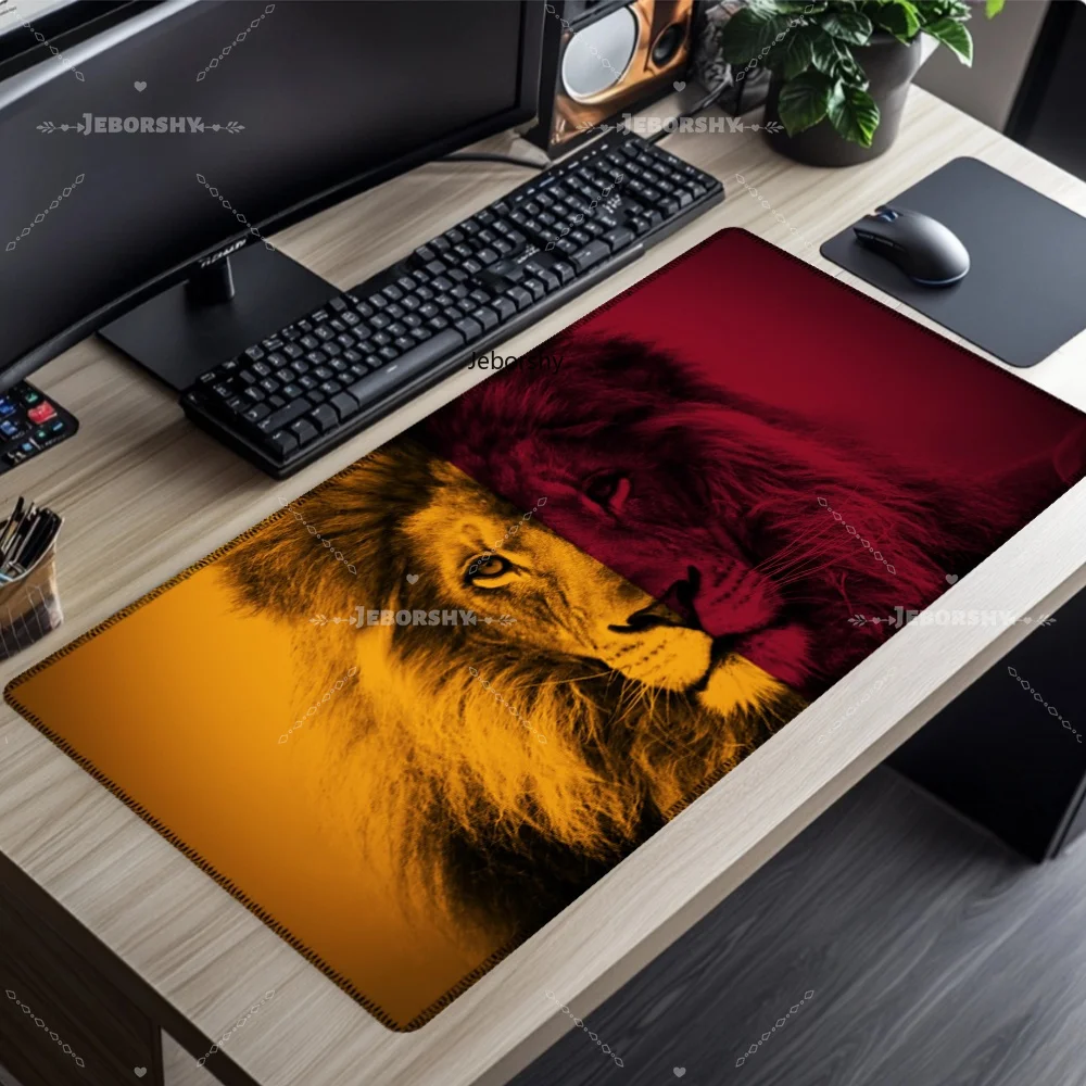 Yellow Red Lion Large Mouse Pad, XXL Non-Slip Gaming Desk Mat, Keyboard Pad for PC Gamers & Office
