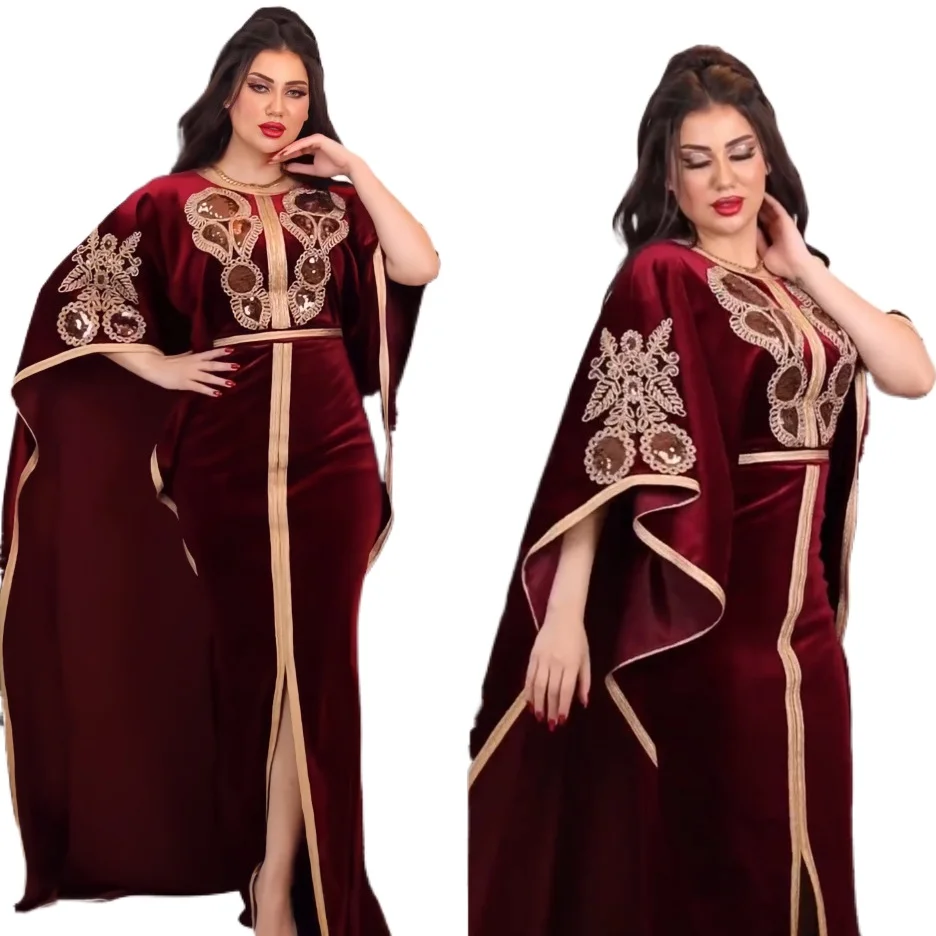 Eid Dresses Women 2023 Party Muslim Kaftan Embroidered Batwing Sleeve Dress Ramadan Abayas Caftan Jellabiya Elegant Vestidos