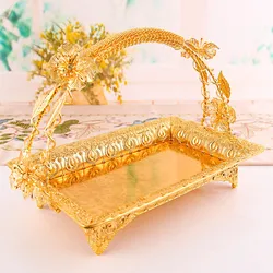 Bread Fruit Food Breakfast Picnic Basket Kitchen Storage Basket European Style Fruit Plate Bread Plate Gold Silver Luxury Fruit