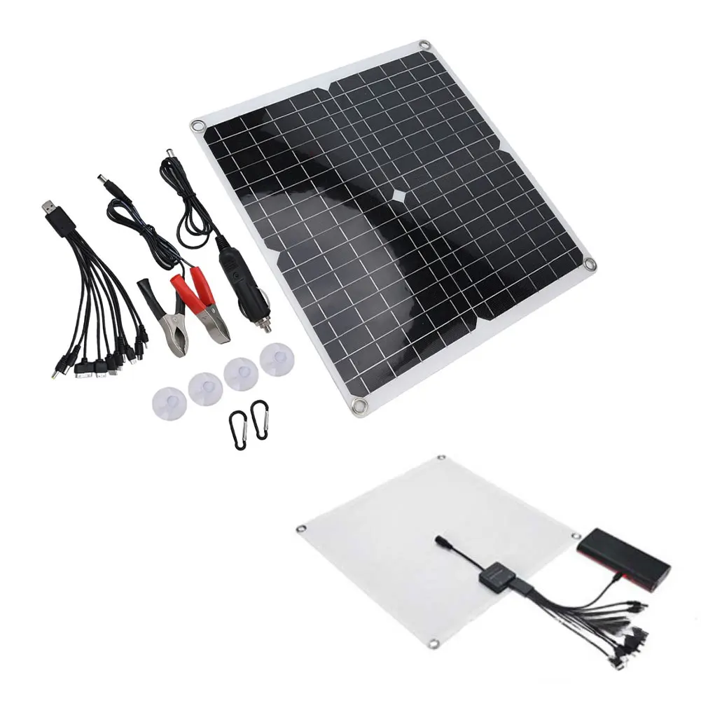 50W Monocrystalline Solar Panel with USB Output for 12V Battery Tenders and DC-Powered Gear in Travel and Situations