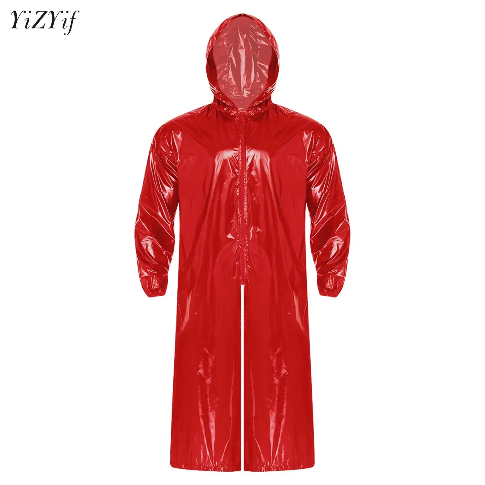 

Mens Womens Long Hoodies Jacket Long Sleeve Lightweight Trench Coat Front Zipper Raincoat Workwear Poncho for Hiking Rainy Day