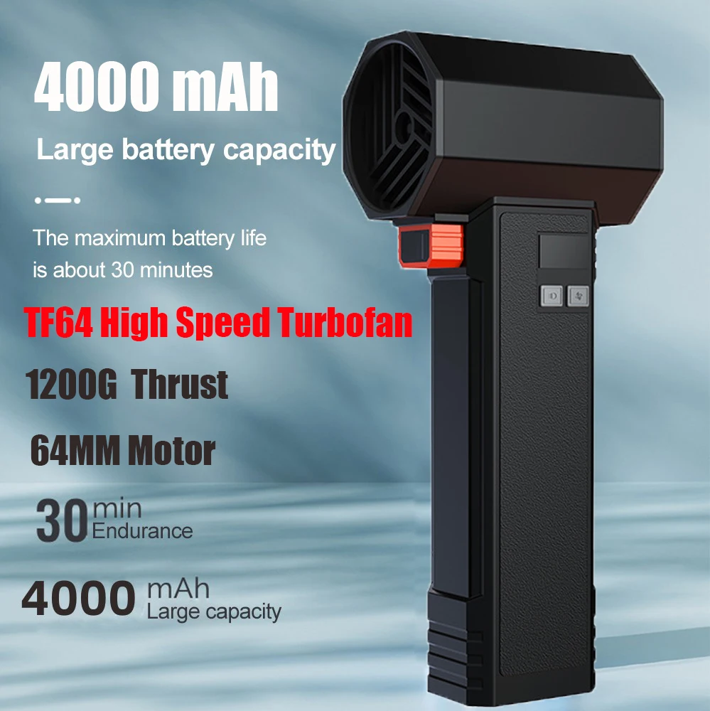 TF64 High Speed Turbofan Handheld Car Dryer Air Blower With LED Light Powerful Turbo Jet Fan 64MM Brushless 1200G Thrust EU/US