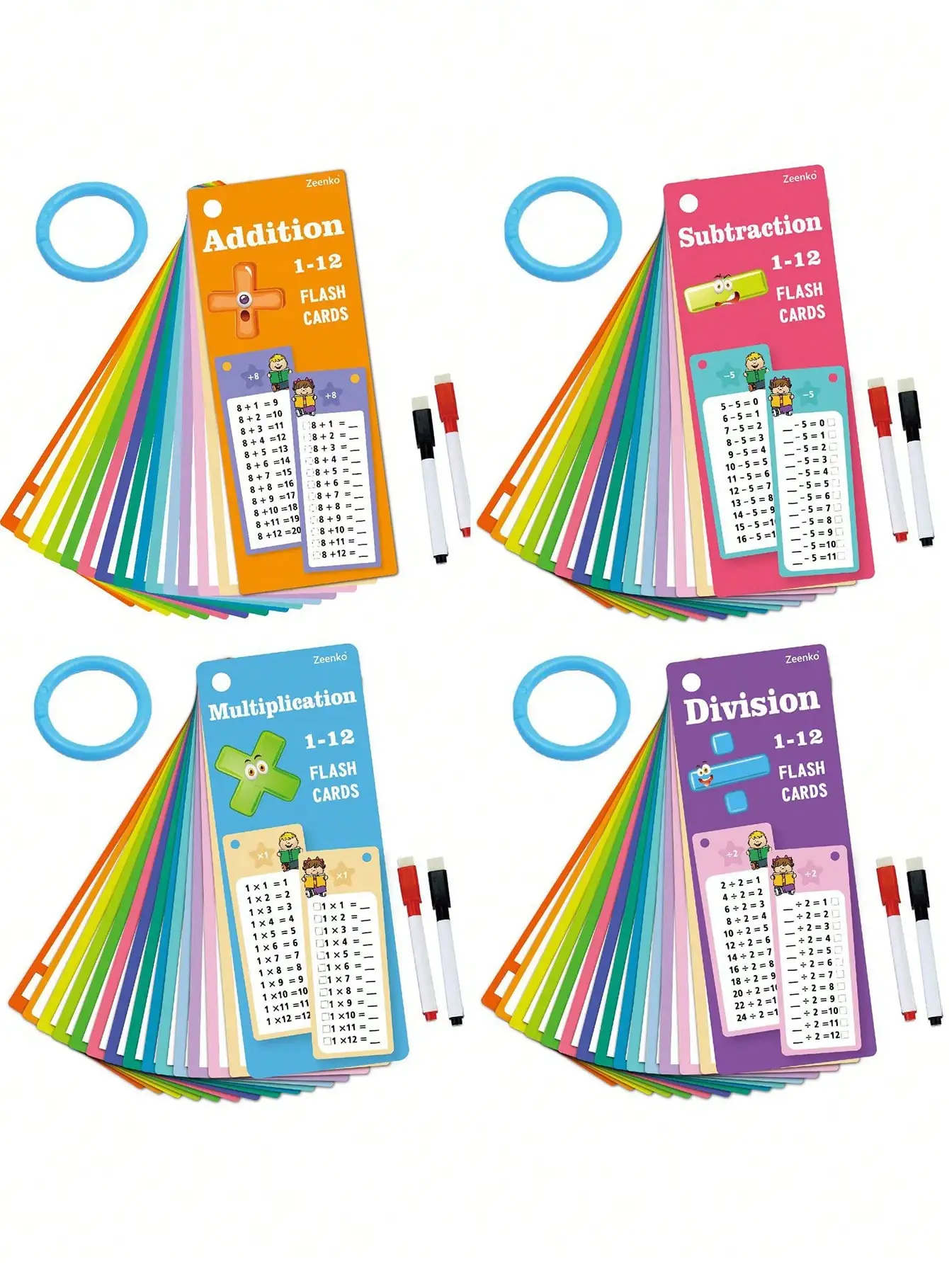 Children's Math Game Card Set Flashcards for Learning Addition Subtraction Multiplication Division Random Style Educational Toys