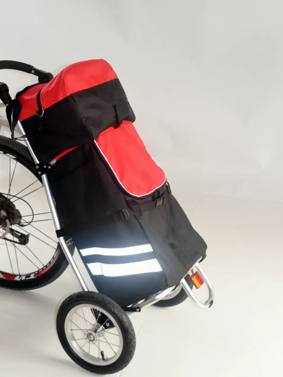 Bicycle Trailer, 12 inch Air Wheel Shopping Trolley Luggage Cart Folding Bike Cargo Trailer with Big Bag And  Contacter