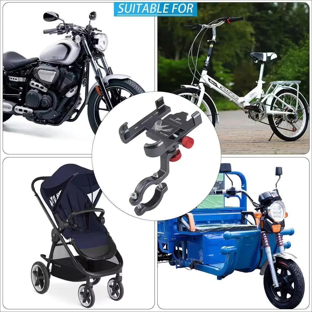 360° Aluminum Motorcycle Bike Bicycle GPS Cell Phone Holder Handlebar Mount