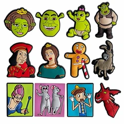 Accesorios de dijes de zapatos de anime Shrek para niños, muñequeras para zuecos, pulseras de Backapck, hebilla decorativa, regalos para fiestas de Navidad, 12 piezas