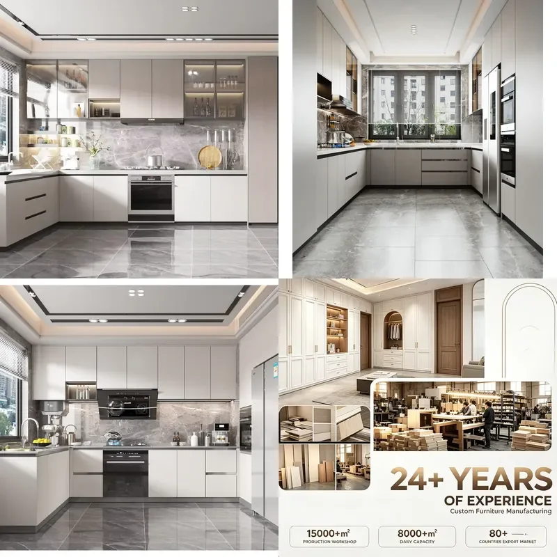 Modern American White Shaker Style Kitchen Cabinet Unit with Countertop Ready to Assemble