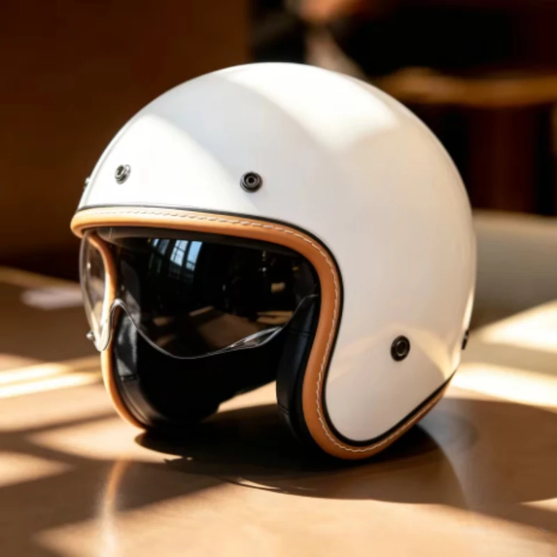 Classic White 3/4 Jet Motorcycle Helmet Removable Flip Visor Comfort Thick Cushion Padding Scooter Daily Ride Helmet Casco Moto