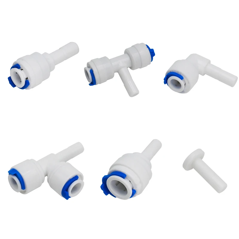 1/4 3/8 Reverse Osmosis Hose Connection Quick Coupling 1/4 3/8 Stem L Straight Tee RO Water Aquarium Plastic Joint Pipe Fitting