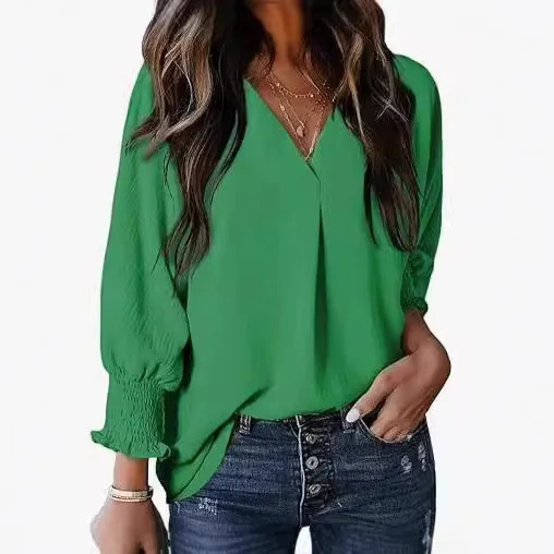 

Women's Tunic Top V-neck Casual Loose Seven-quarter Sleeve Shirt Dress Shirt Top Blouse T-shirt