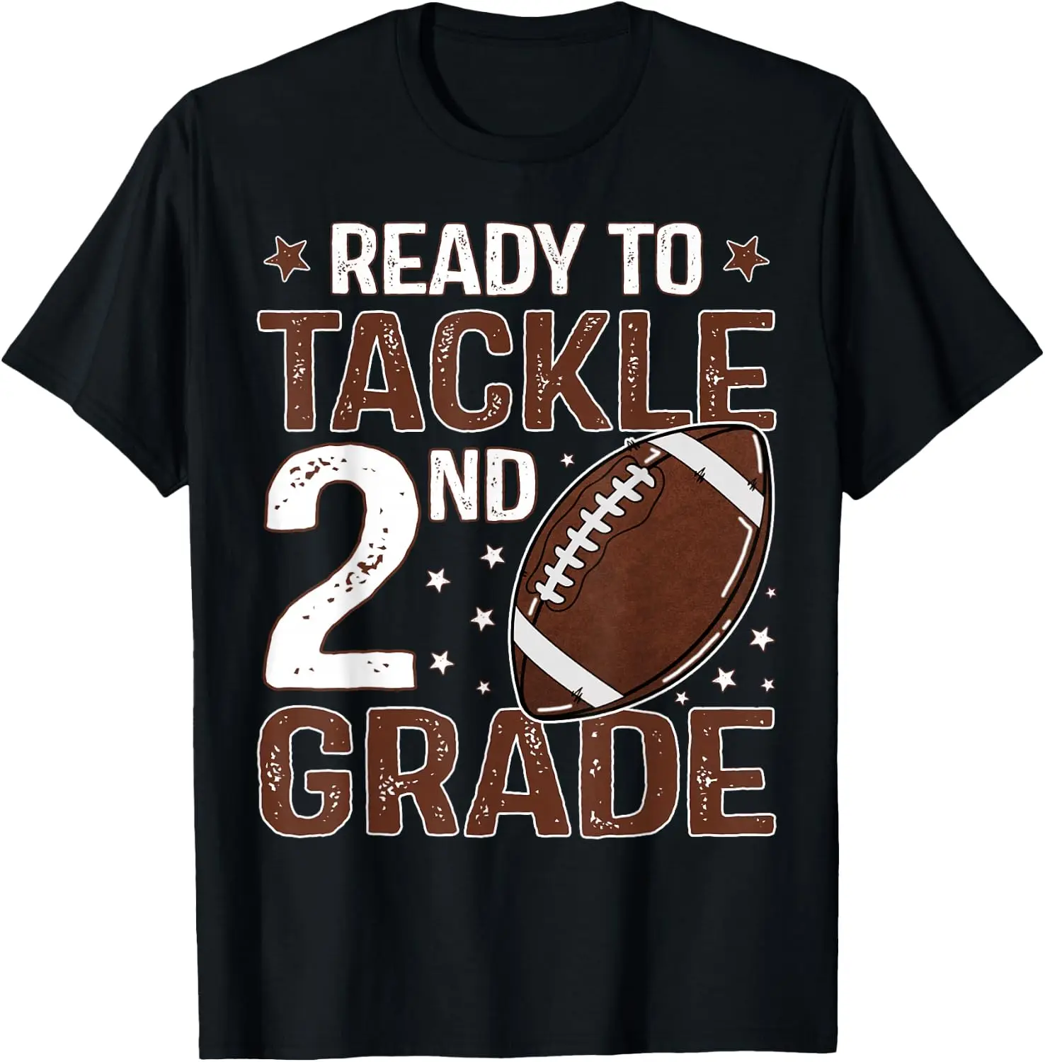 Ready To Tackle 2Nd Grade Football Boys First Day Of School T-Shirt 100% Cotton Trendy Y2K Short-Sleeve Tee-Soft, Quick-Drying,