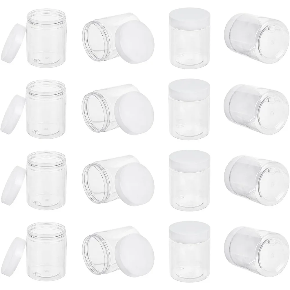 

12pcs Plastic Container Jars 8.4 OZ Empty Clear Jars Round Leak Proof Jars Wide-Mouth Sample Containers with Pen Sticke