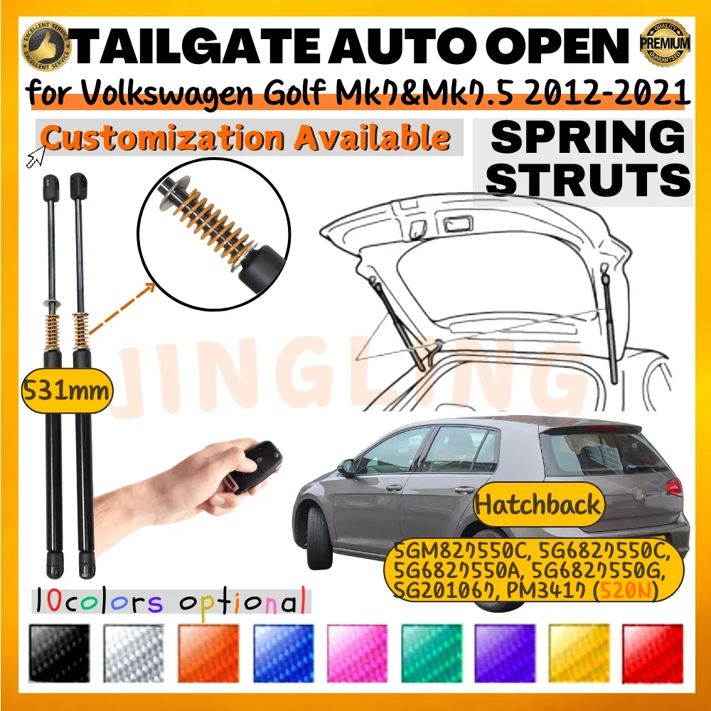 

Qty(2) Trunk Struts with Spring for Volkswagen Golf Mk7&Mk7.5 2012-2021 531mm 5GM827550C Rear Boot Lift Supports Shock Absorber