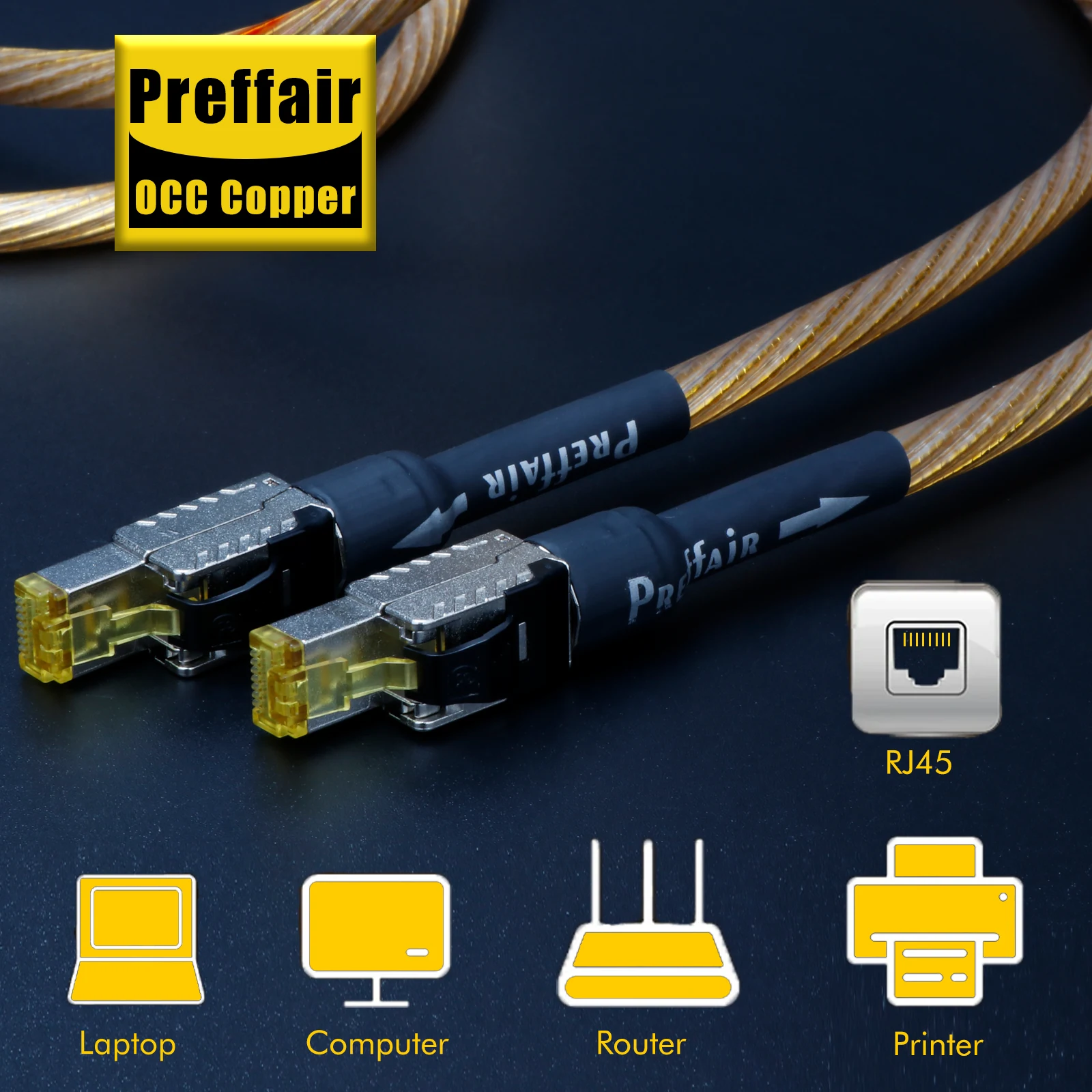 

1 Pcs Gold HiFi Ethernet Cable Cat8 OFC Gold Plated Supreme Reference for Amplifier