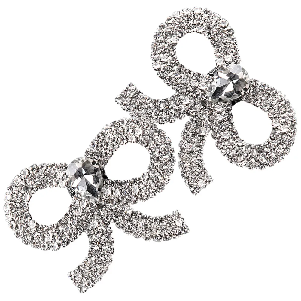 

Пара свадебных клипсов для обуви в форме банта со стразами, декоративные украшения для свадебных туфель, пряжки для обуви со стразами для вечеринок