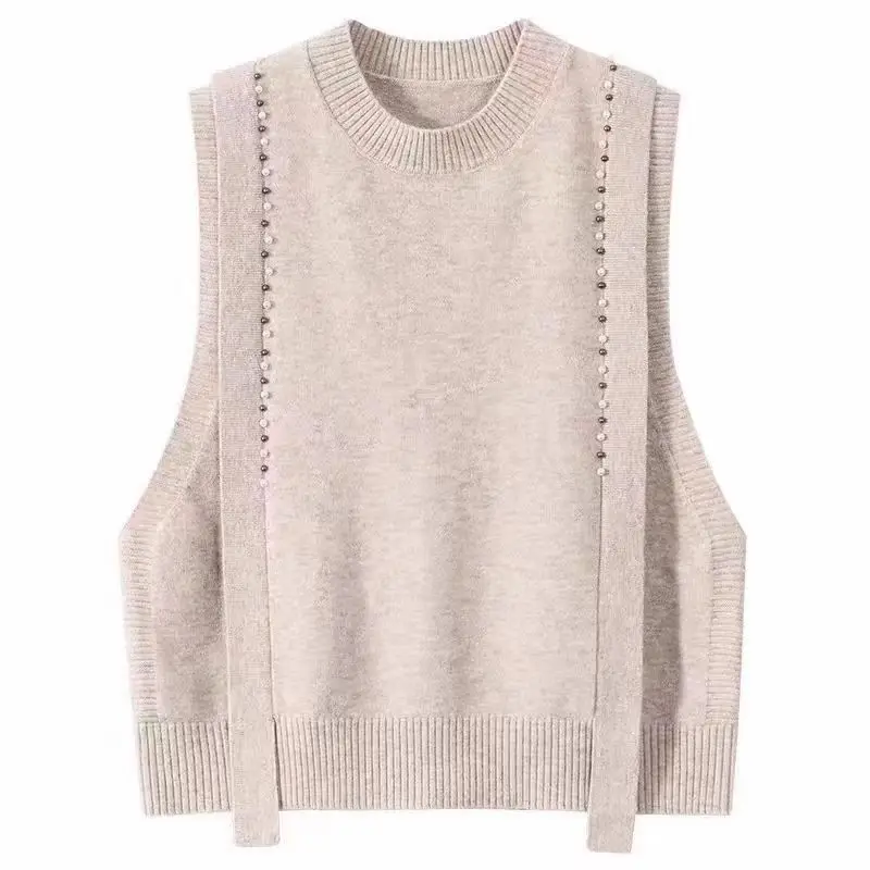 

Knitted Sweaters Women Fashion Autumn Winter Casual Pullovers Waistcoat O-Neck College Style Streetwear Knit Vest Sweater R286