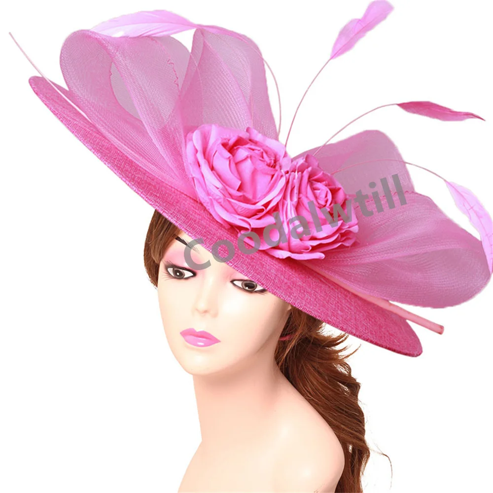 

Fashion Big Flower Roayl Ascot Fascinator Hat Women Foraml Derby Headpiece Ladies Party Race Pillbox Cap With Headband Cocktail