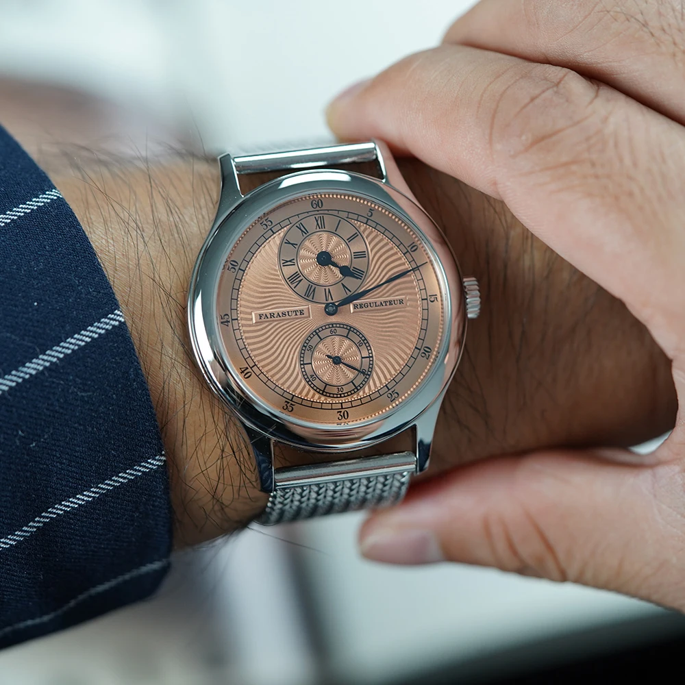 FARASUTE ريترو آلات ساعة اليد للذكور الكلاسيكية النورس دليل الميكانيكية ساعة يد تعمل بالحركة الرجال مقاوم للماء Montres pour hommes