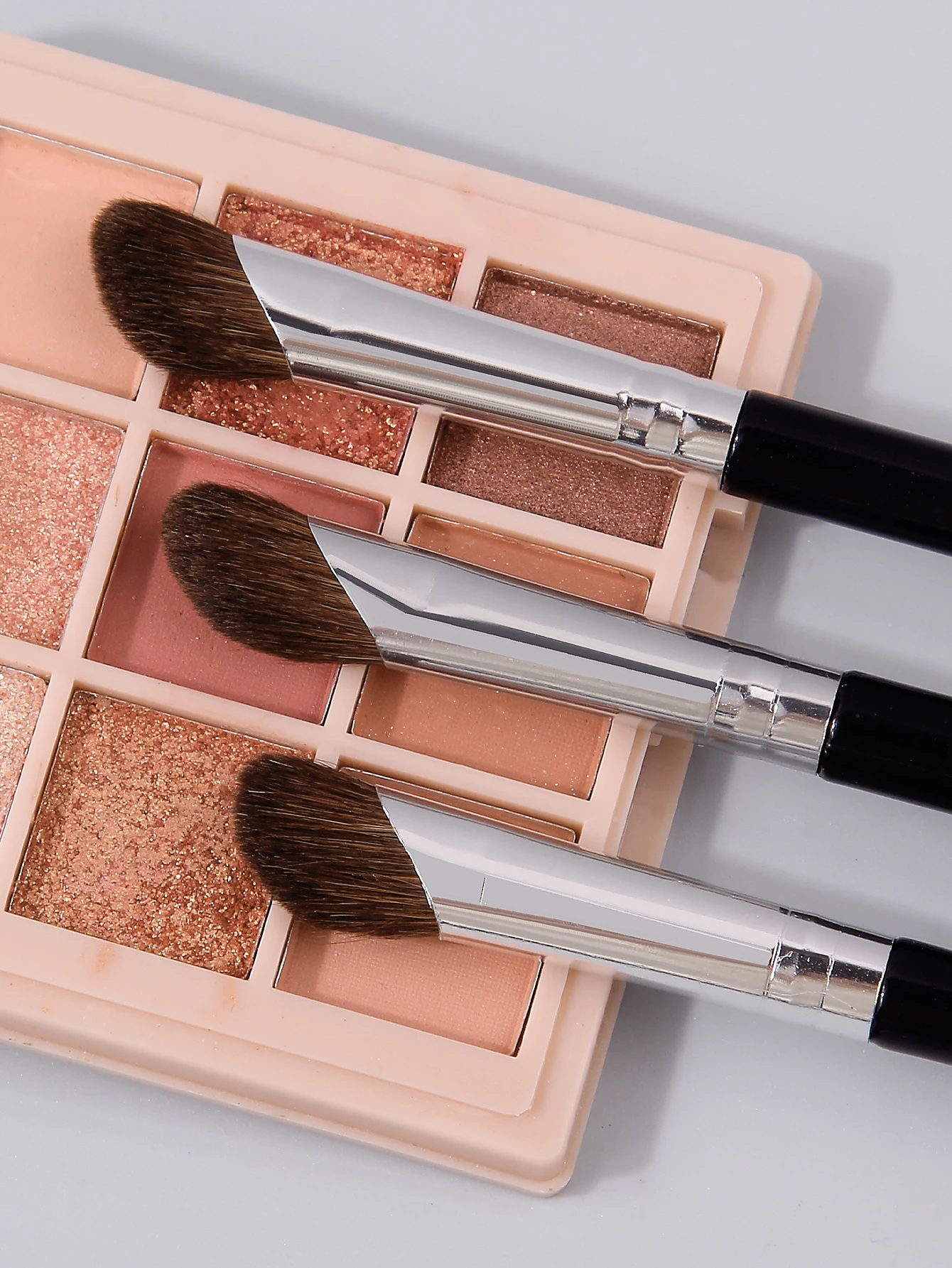 3 PCS Pincel de contorno de nariz em ângulo em forma de foice feito com pêlos de cavalo naturais para aplicação precisa de maquiagem