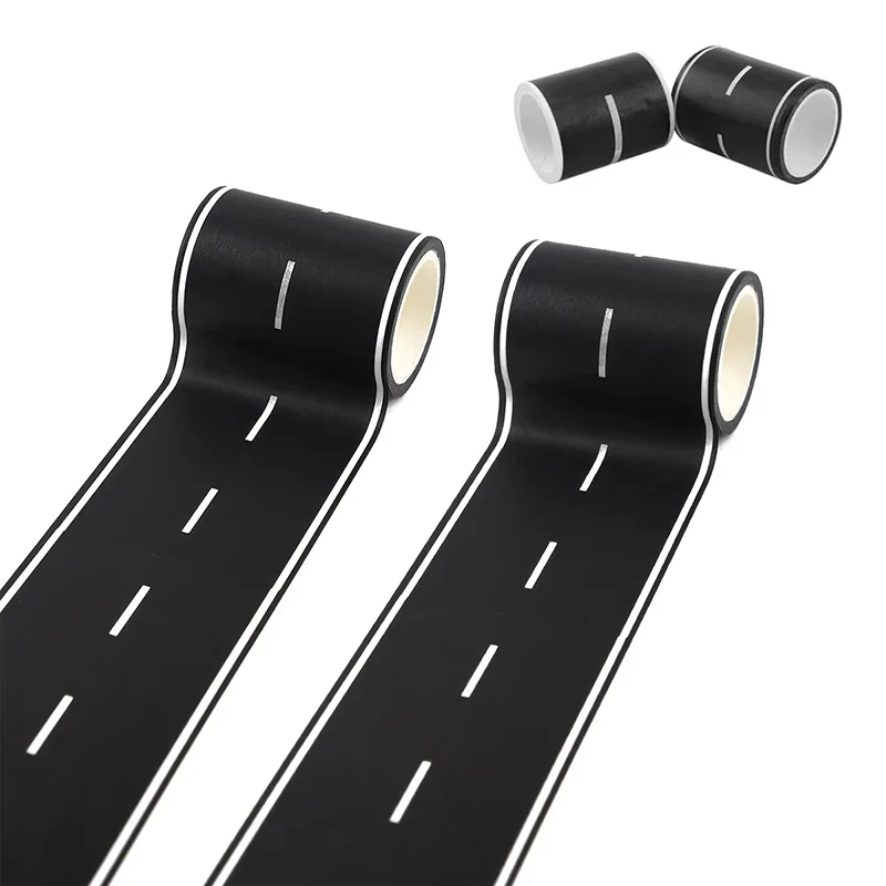 1-2 Roll Cartoon Road Track Stickers Reusable Black Road Tape For Kids Toy Car Racing Birthday Party Floor Table Decoration Set