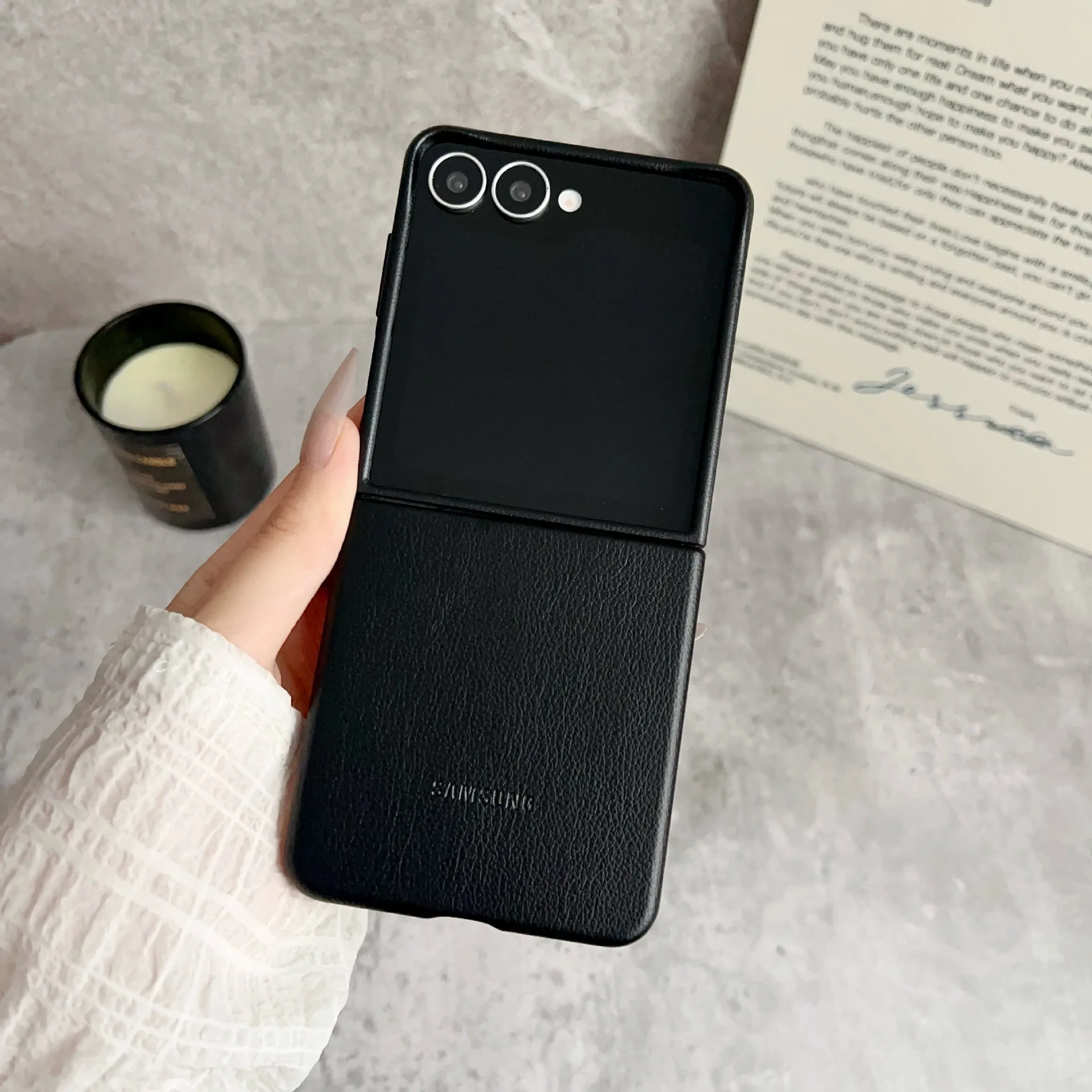 

Оригинальный кожаный чехол для Samsung Z Flip 7 5G, тонкий противоударный чехол-бампер для Z Flip 7 5G, кожаный чехол для мобильного телефона