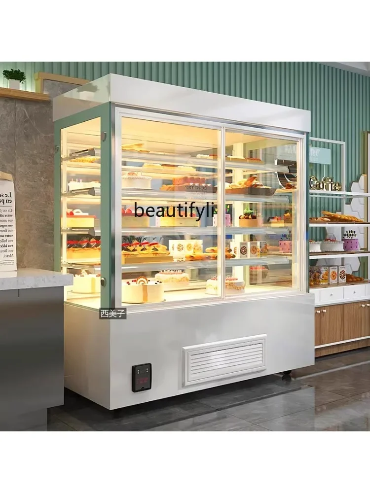 Vertical Cake Counter Dessert Refrigerated Cabinet Right Angle Display Cabinet Front Door Fruit Drink Wind Screen Counter OpenA