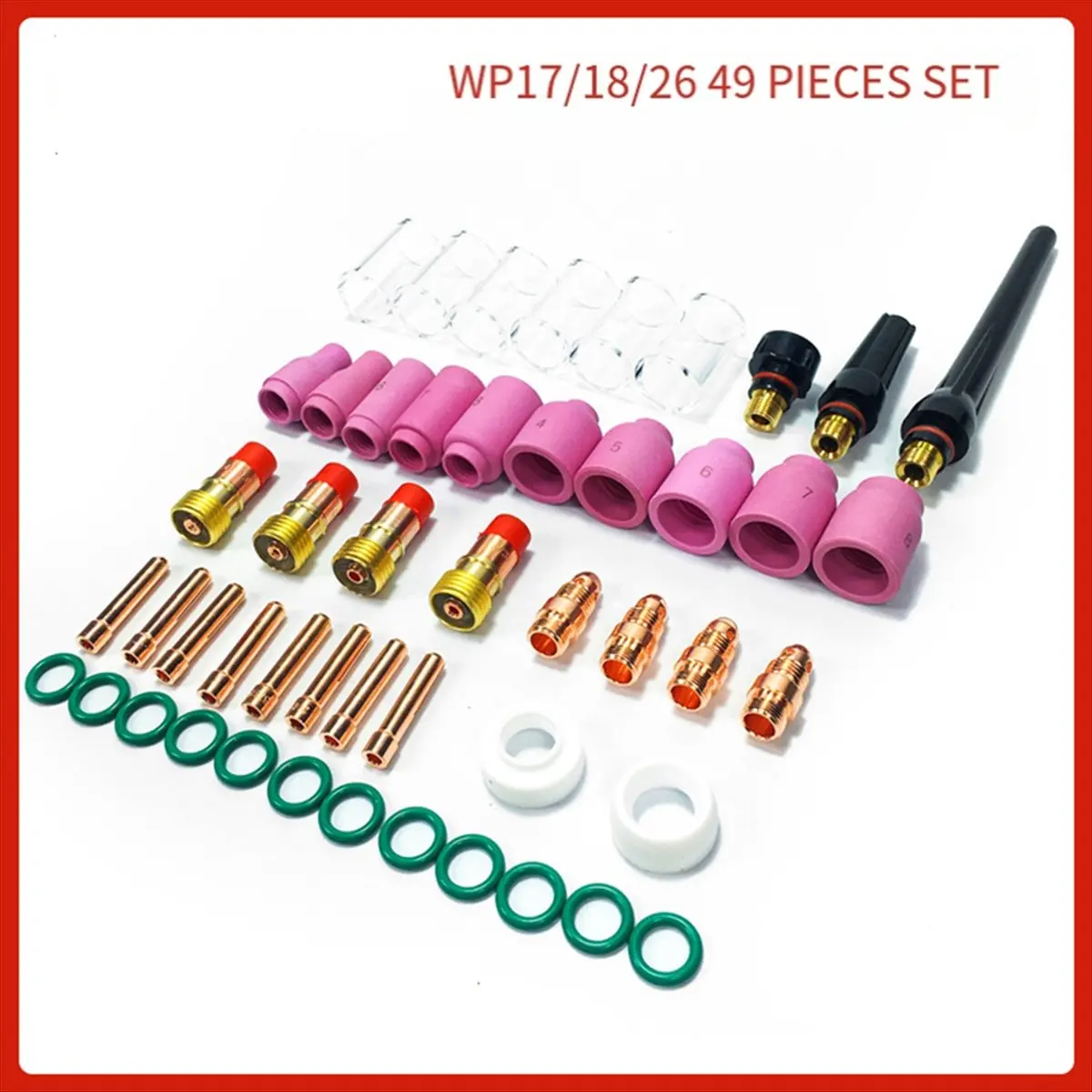 2026 + 49pcs TIG Welding Torch Accessories Kit Alumina Nozzle Collets Body Stubby Lens 12 Glass Cup Consumables Kit