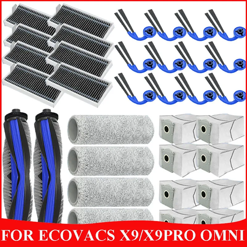 Accessorie Fit For ECOVACS X9 / X9 PRO OMNI Vacuum Cleaner Parts Main Side Brush  Roller Mop Dust Bag HEPA Filter