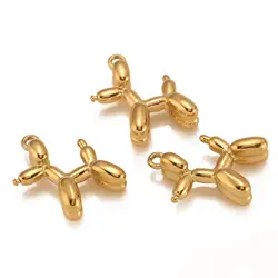 3Pcs/Lot Popular Cute Polished Pretty Balloon Dog Charms Stainless Steel Jewelry Pendants DIY Necklace Earrings Bracelet Making