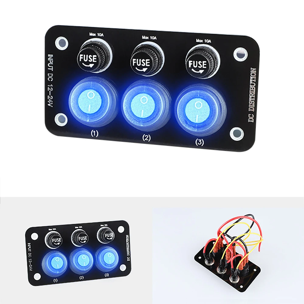 24V 12V Switch Panel LED Light Toggle Car Fuse Protection Auto Car Accessories for Boat Marine Truck Trailer Camper Caravan RV