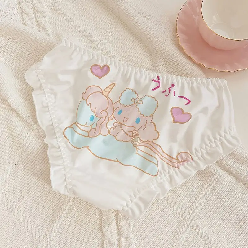 Kawai Sanrio Series Cartoon Stripe Cinnamoroll Sexy Cotton Japanese Girl Triangle Shorts Cute Lace Soft Cute Shorts Underwear