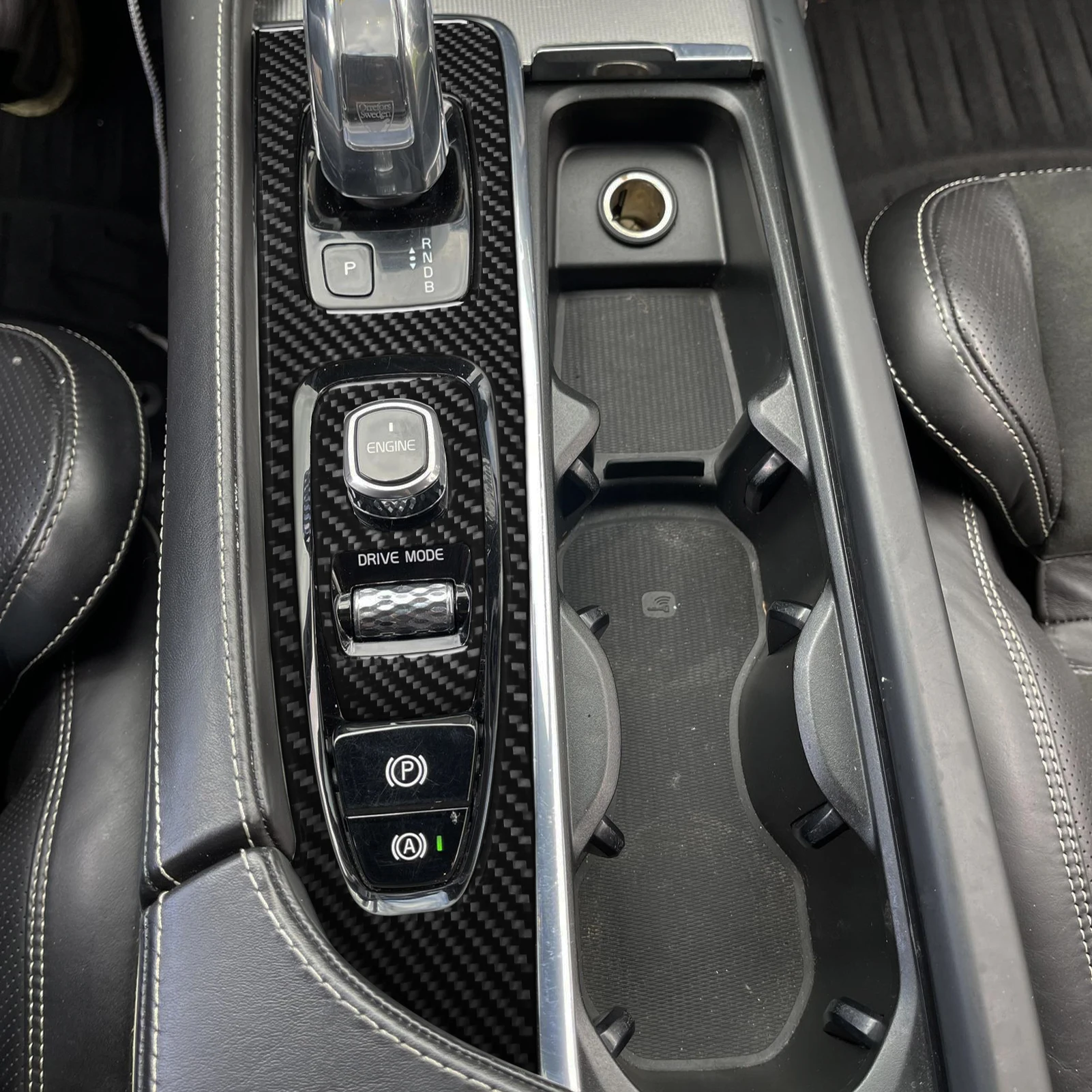 

Car Carbon Fiber Interior Accessories Central Control Shift Gear Handbrake Control Panel Decor Sticker FOR Volvo XC90 2016-2021