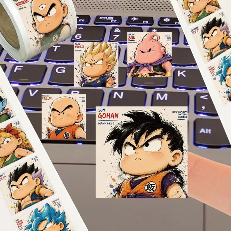 Neue Dragon Ball Son Goku Vegeta 500 Stück Rollensticker, hohe Farbintensität, Q-Edition, Druck, Schüler-Handbuch, DIY, wasserfester Sticker – Detail 3